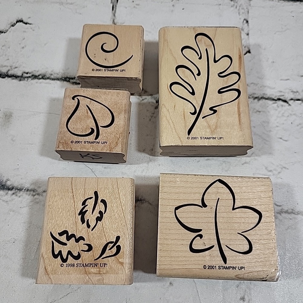 Stampin up! FESTIVE FALL Rubber Stamps Lot Of 5 Autumn Leaves VTG 2001